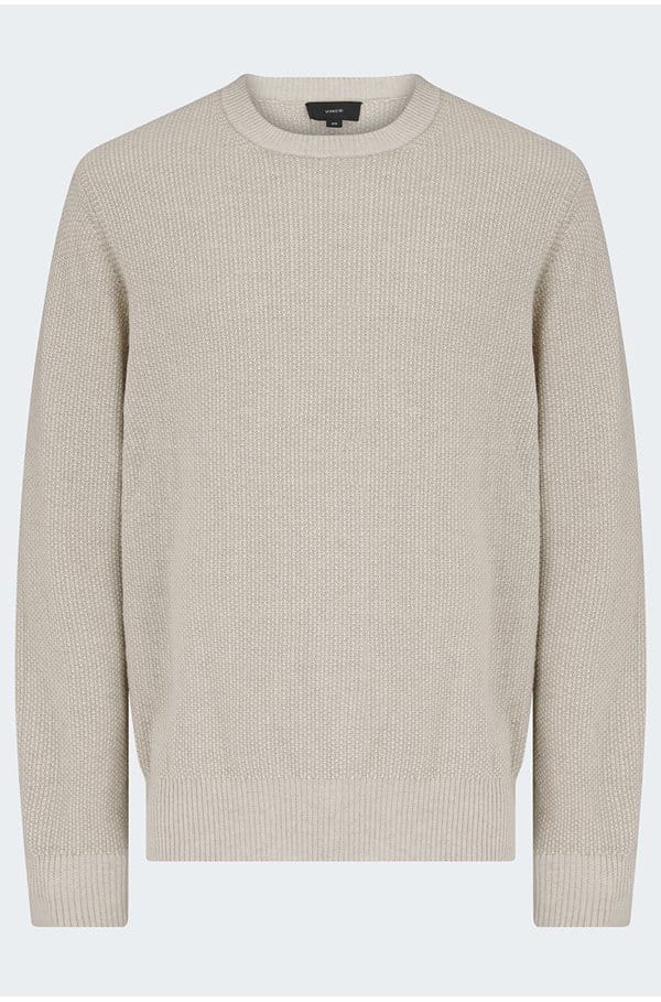 geo jacquard crew neck sweater in british khaki classic cream