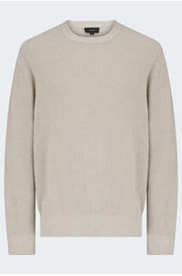 geo jacquard crew neck sweater in british khaki classic cream