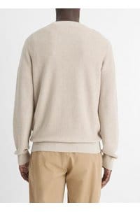 geo jacquard crew neck sweater in british khaki classic cream