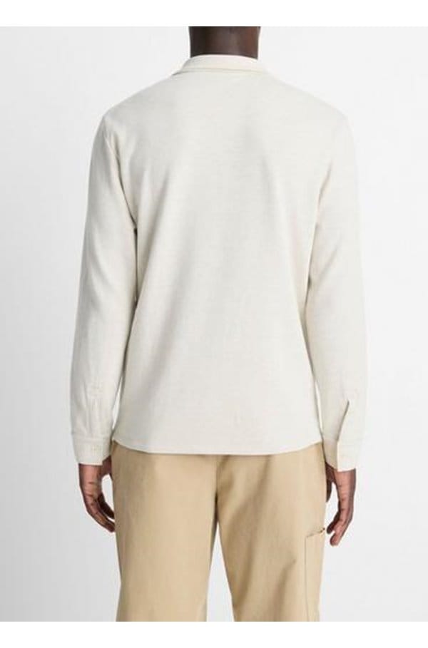 double faced polo in heather blanco terrapin