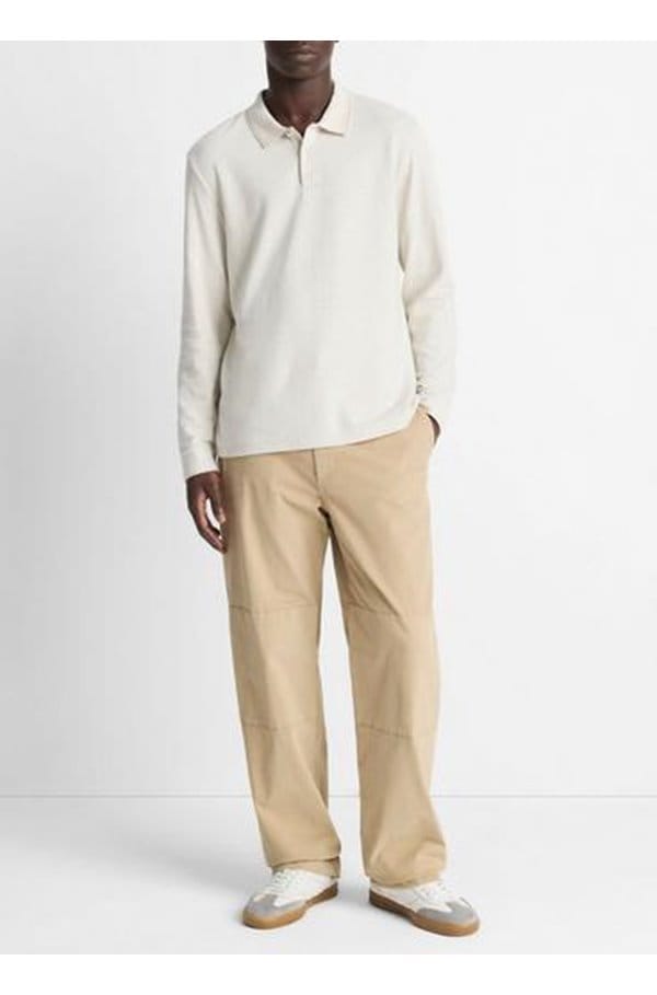 double faced polo in heather blanco terrapin