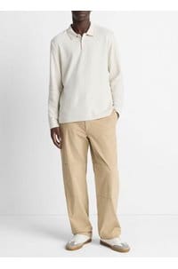 double faced polo in heather blanco terrapin