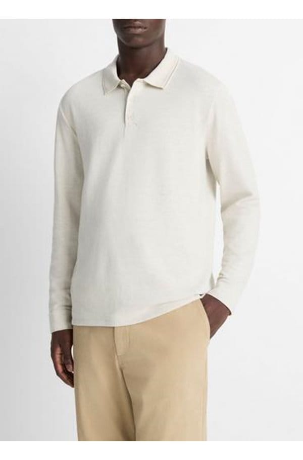 double faced polo in heather blanco terrapin