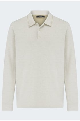 Double Faced Polo in Heather Blanco Terrapin