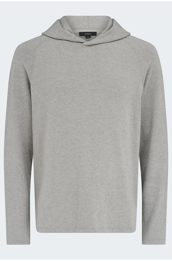 broken twill pullover hoodie in heather grey off white