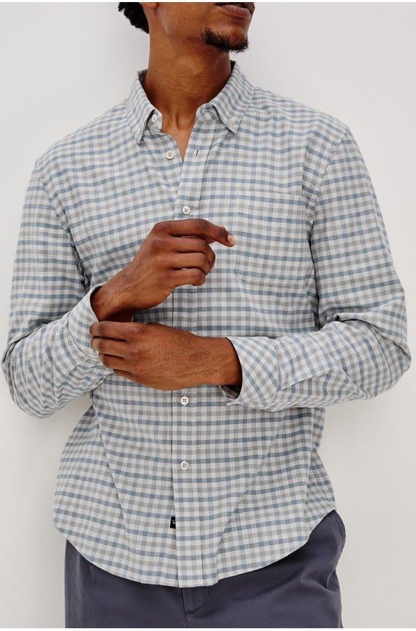 vance shirt in charcoal blue check