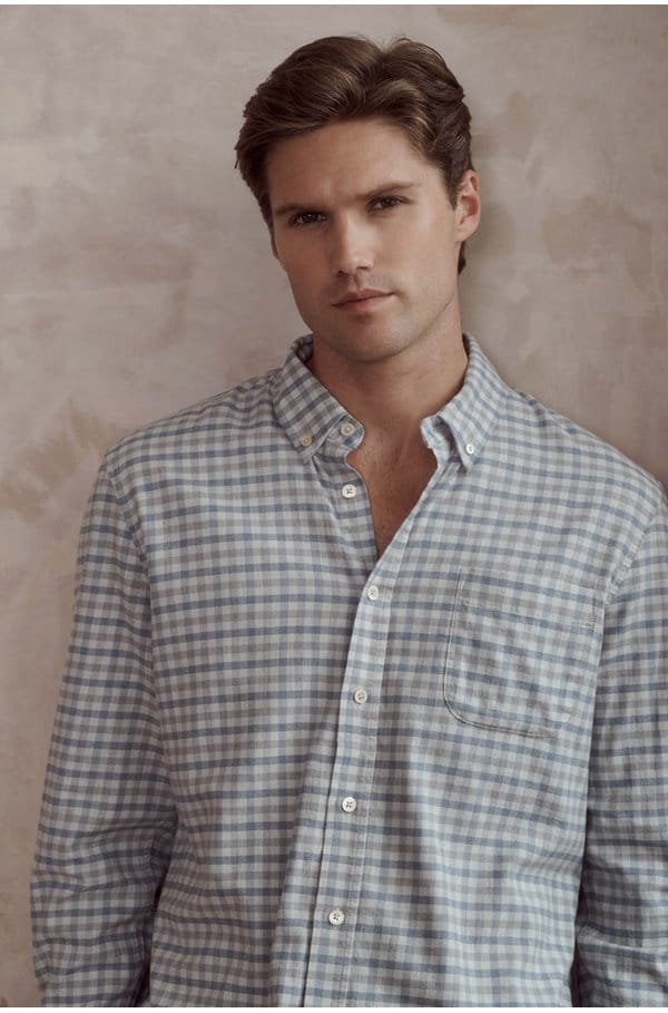 vance shirt in charcoal blue check