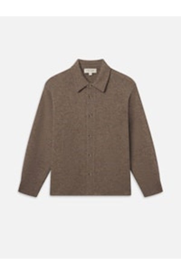 long sleeve shirt sweater in dark taupe
