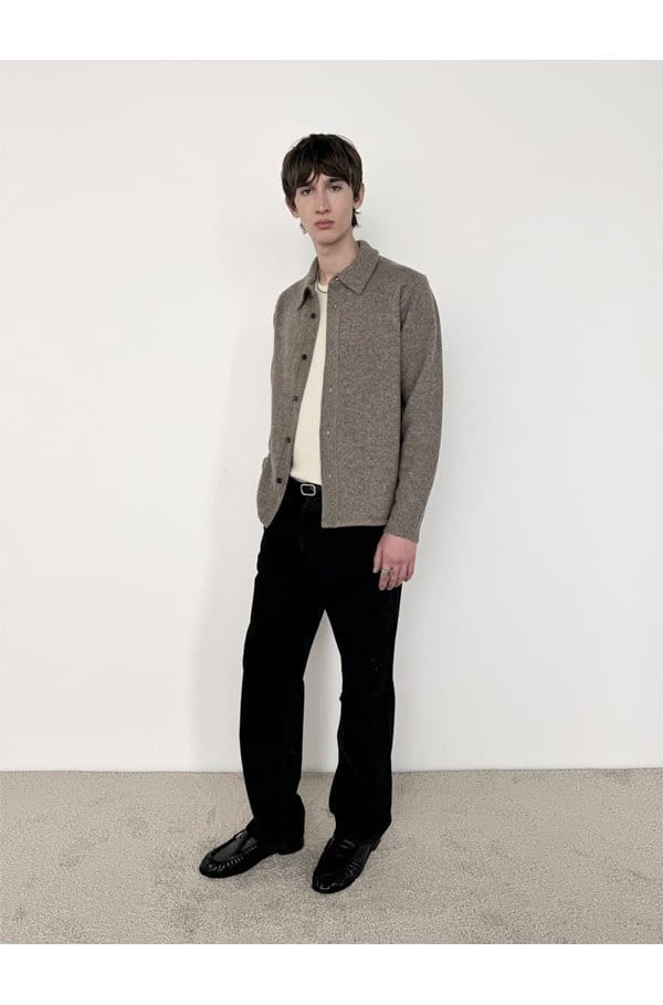 long sleeve shirt sweater in dark taupe