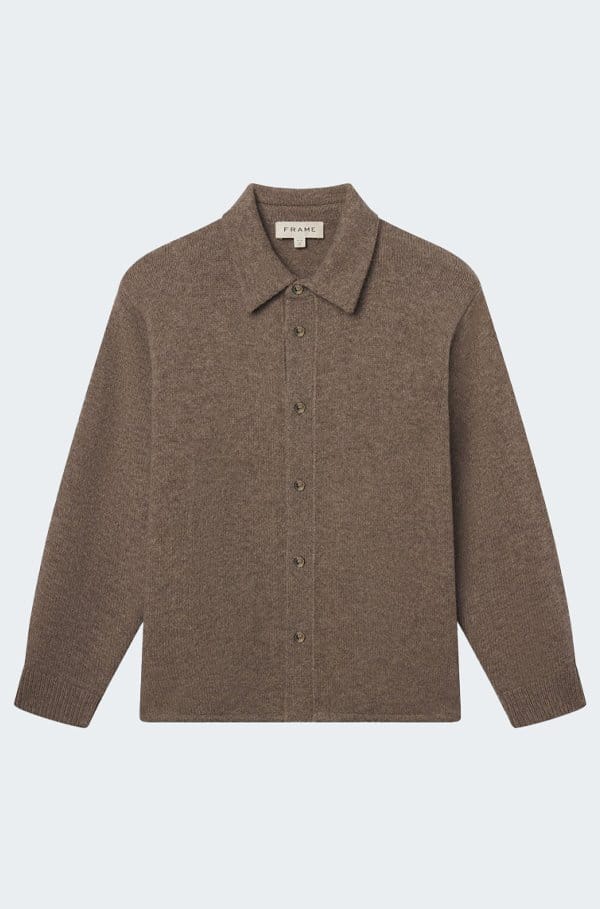 long sleeve shirt sweater in dark taupe