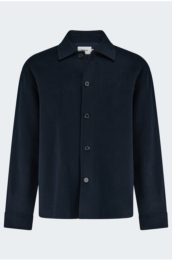 double face wool jacket in dark navy