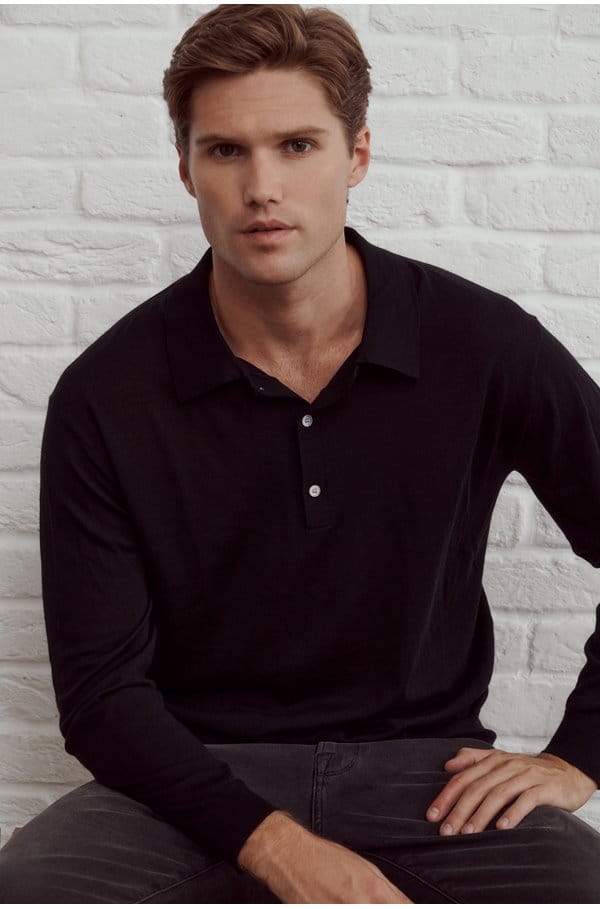superfine polo in black