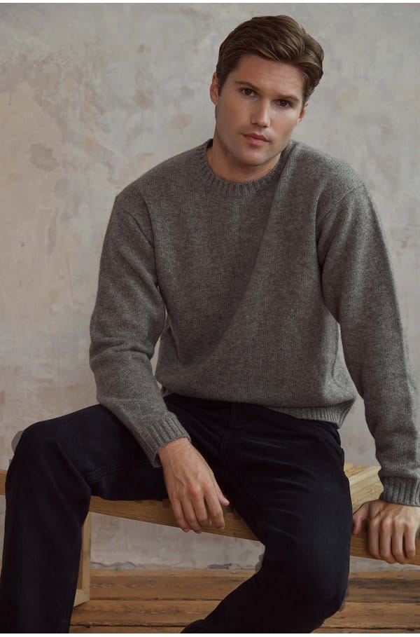 yak blend sweater in dark taupe