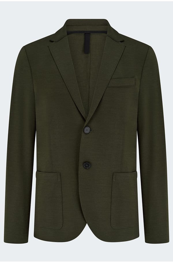2 button merino jacket in moss green