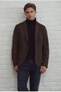 2 button merino jacket in moss green