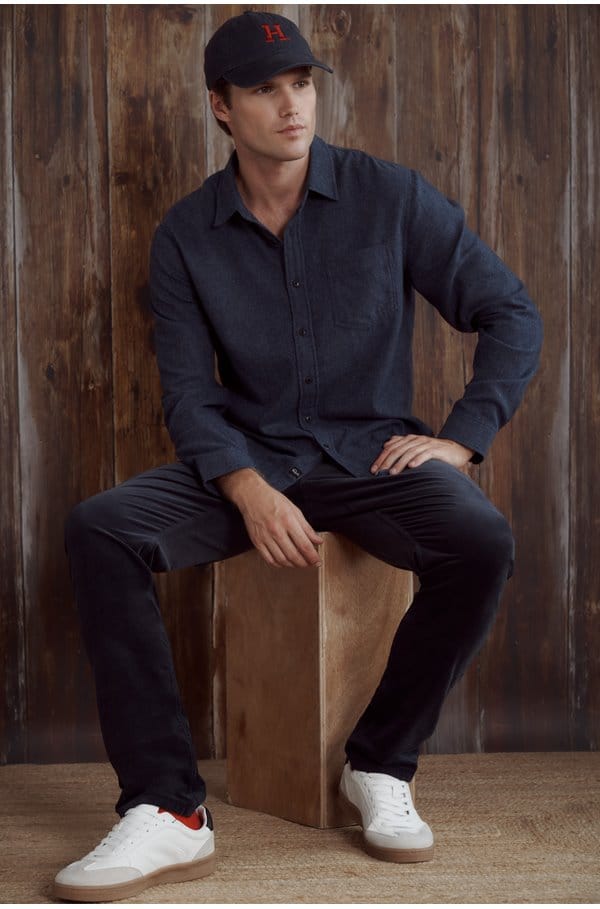 federal slim straight jean in deep anchor cord