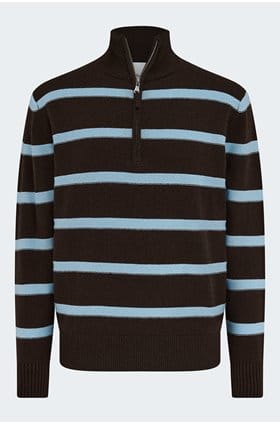 Troyer Half Zip Swetaer in Chocolate Blue
