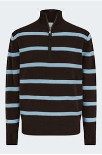 troyer half zip swetaer in chocolate blue