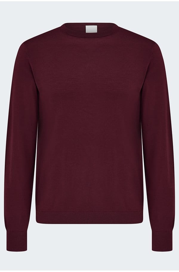 cashmere crew neck in burgundy