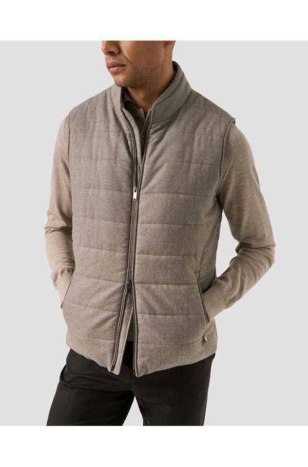wool padded vest in beige