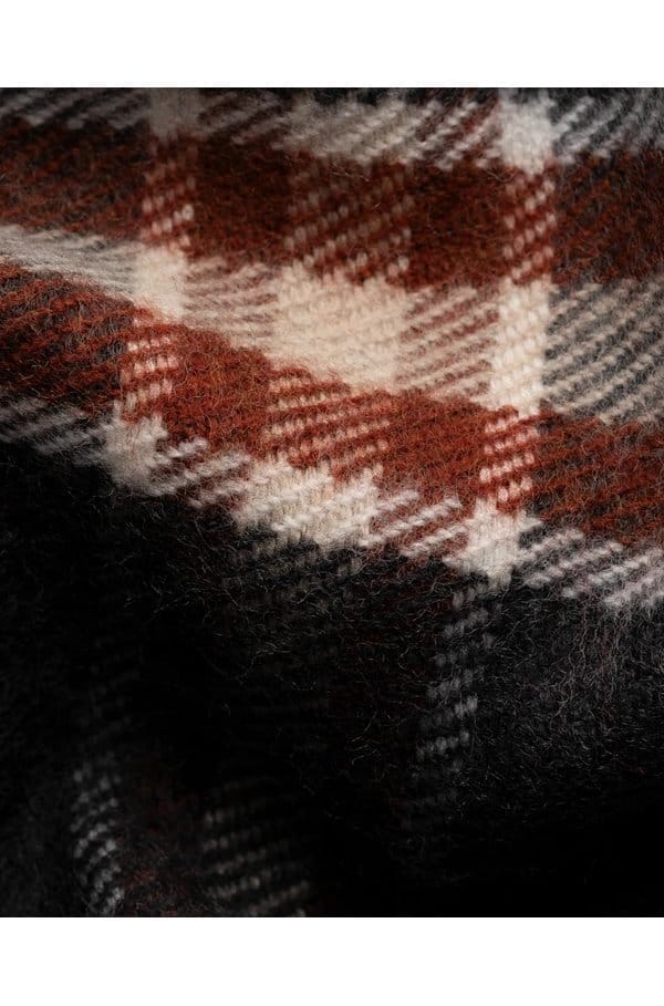 plaid merino scarf in grey