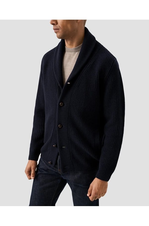 shawl cardi in navy blue