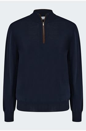 Merino Zip Knit in Navy Blue
