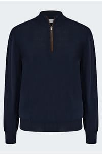 merino zip knit in navy blue
