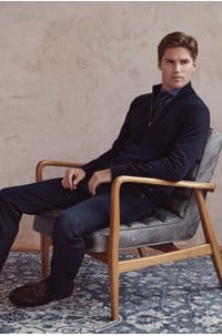 merino zip knit in navy blue