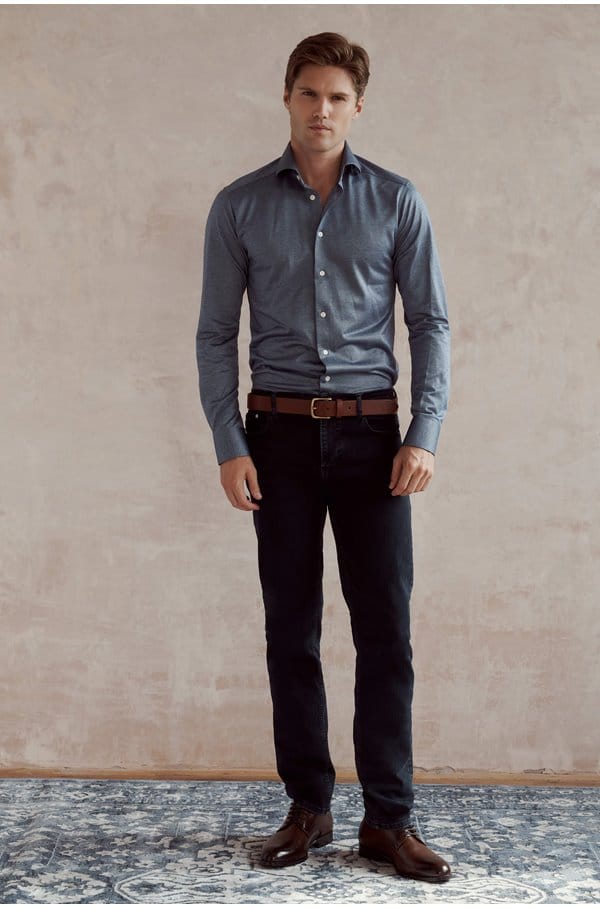 filo di scozia shirt in dark blue