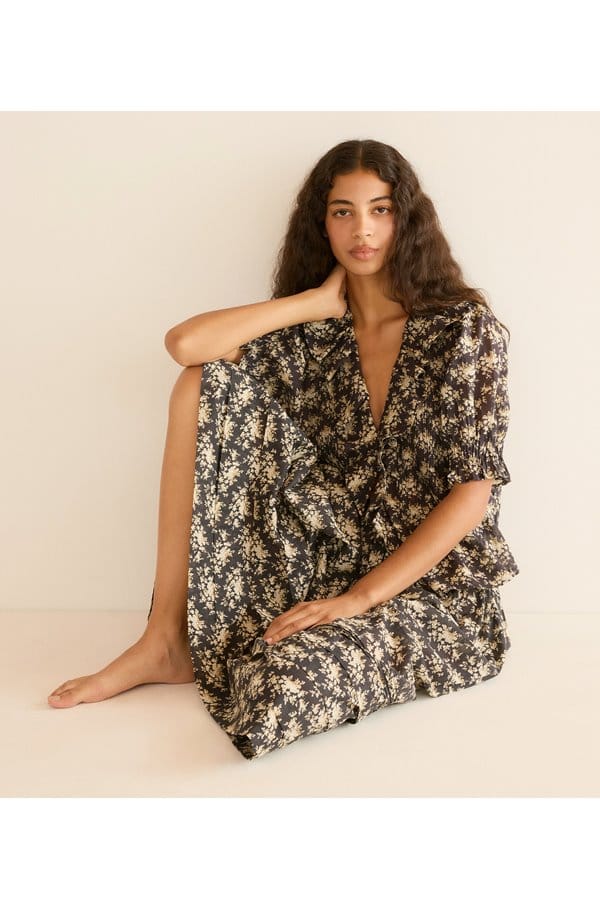 henri top in noir rosier floral
