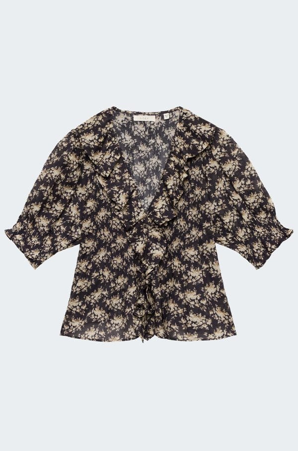 henri top in noir rosier floral