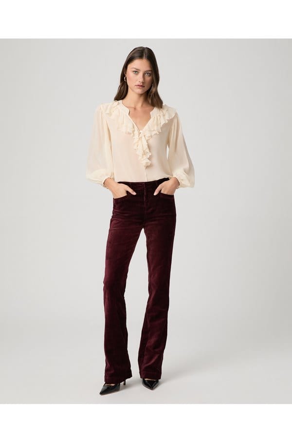 high rise laurel canyon in dark oxblood velvet