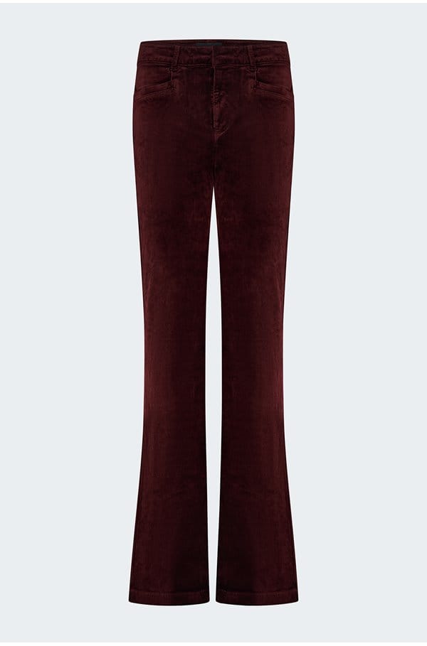 high rise laurel canyon in dark oxblood velvet