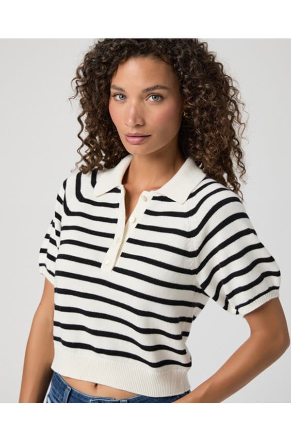 birch top in antique white black stripe