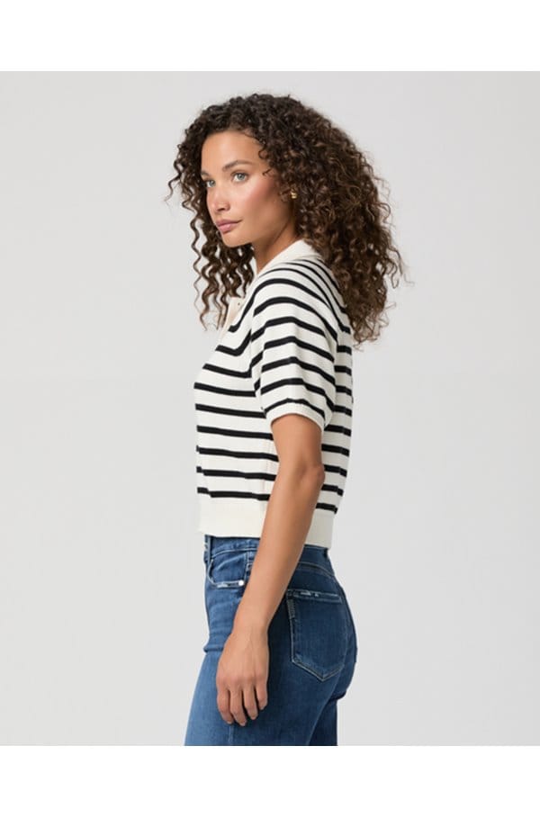 birch top in antique white black stripe