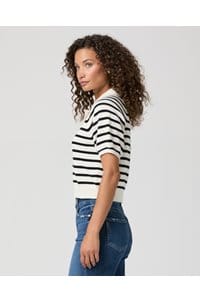 birch top in antique white black stripe