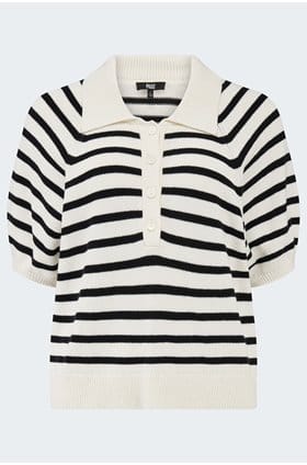 Birch Top in Antique White Black Stripe