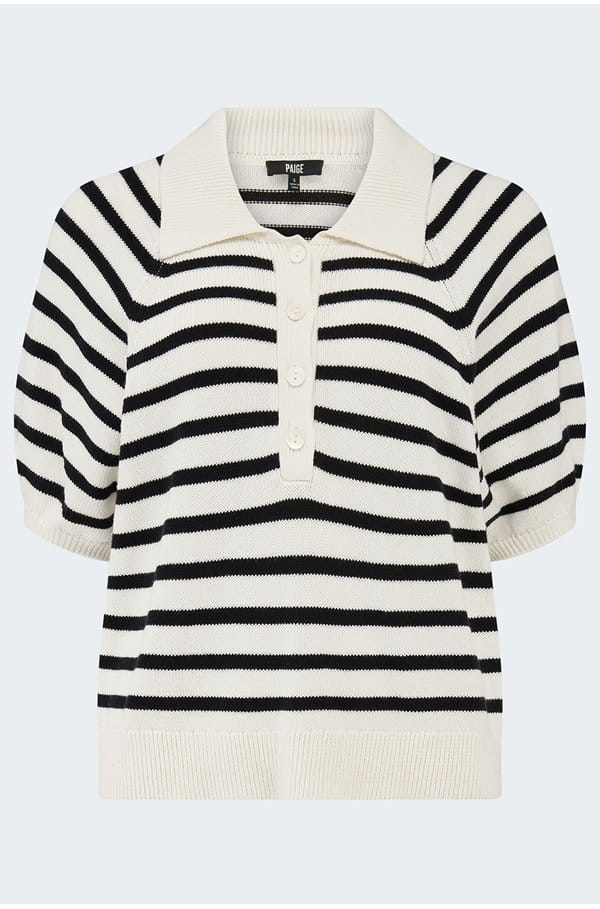 birch top in antique white black stripe