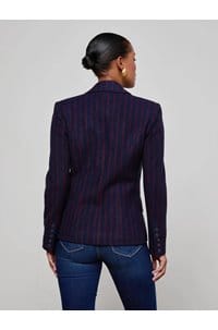 kenzie double breasted blazer in midnight pinstripe