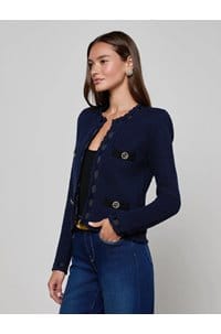 astor contrast trim cardigan in midnight black 