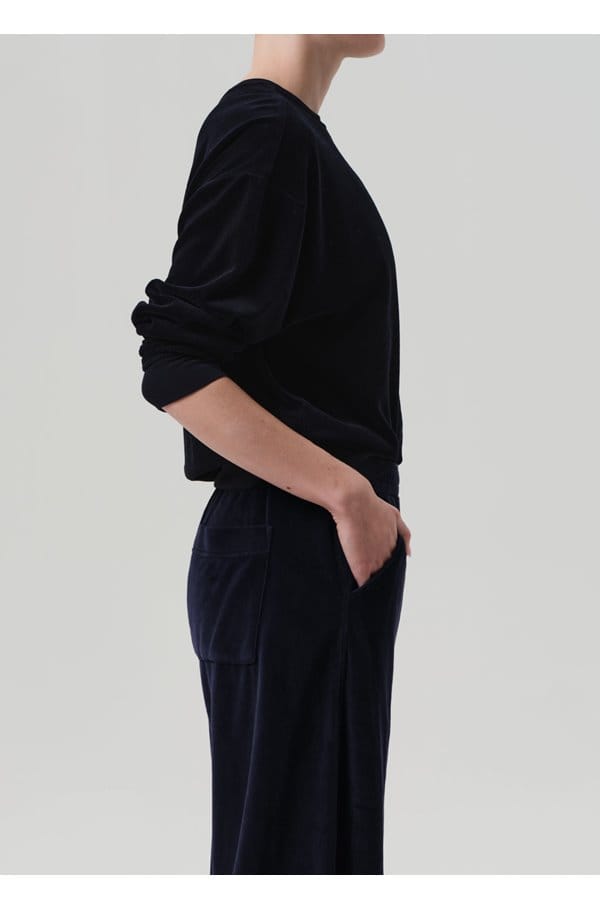 vintage velour crew neck in notte