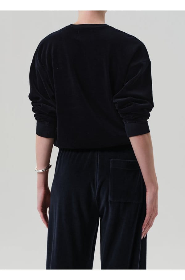 vintage velour crew neck in notte