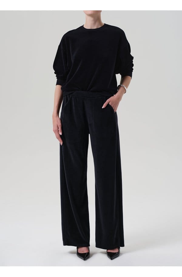 brynn velour drawstring pant in notte