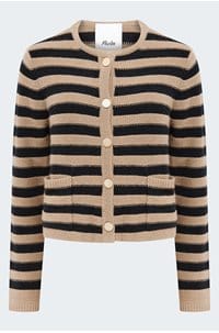 stripe cardigan in camel black