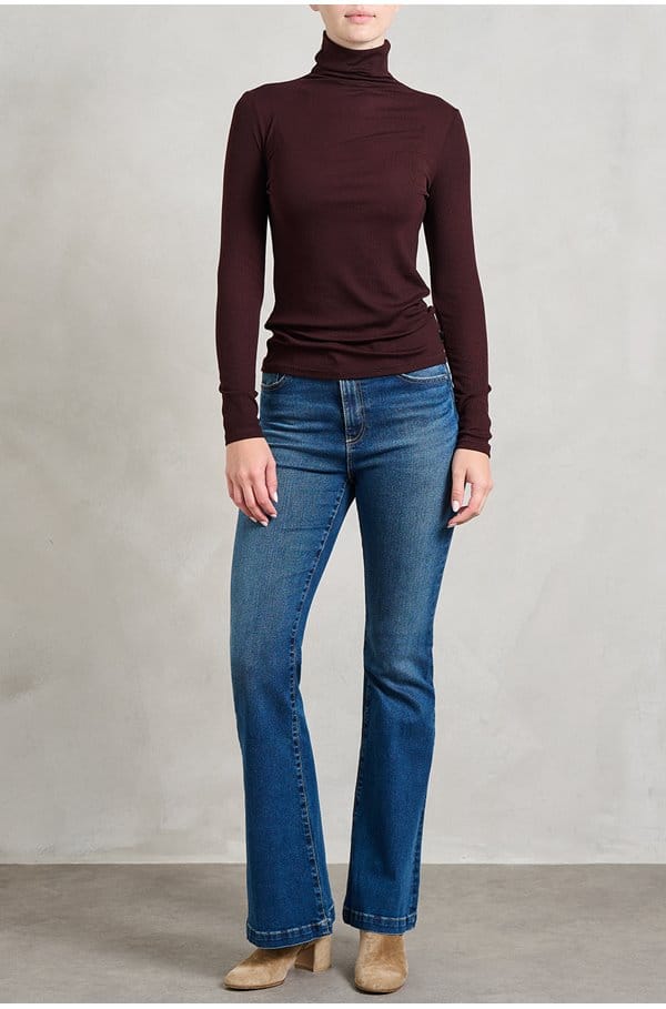 chels turtleneck top in coffee bean