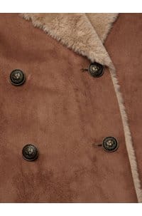 citron faux fur maxi coat in sepia brown