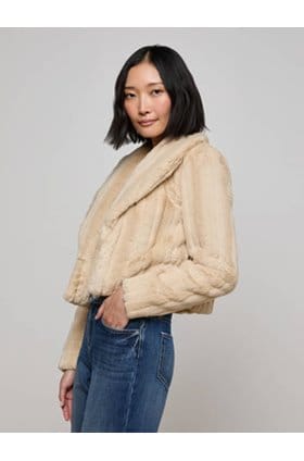 Davy Faux Fur Coat in Latte