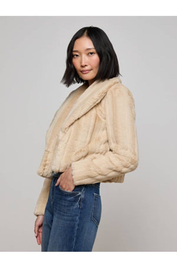 davy faux fur coat in latte