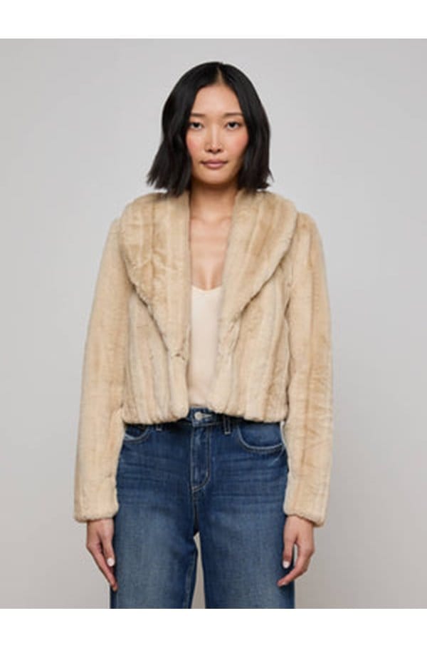 davy faux fur coat in latte